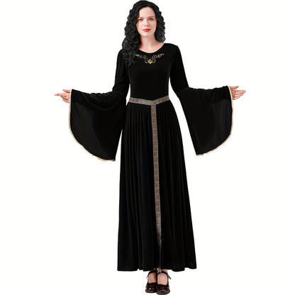 0821 Dress-up Set Two-piece: Dress + Belt Halloween Adult Female Cosplay Medieval Palace Long Dress Witch Queen Dress Festival Costume
