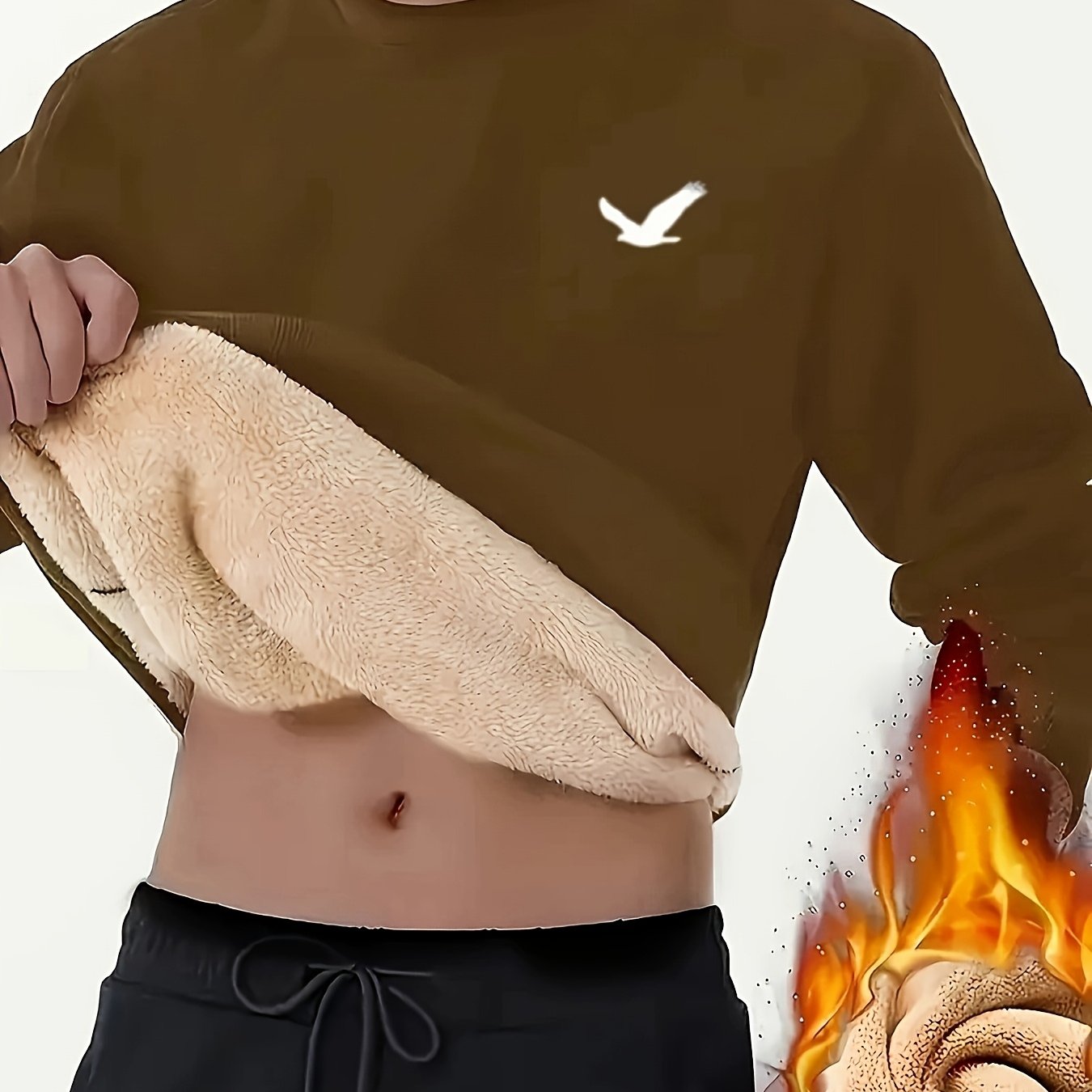 Men's Thermal Insulated Sweatshirt - Heavyweight Layering Base Layer for Winter, Indoor/Outdoor Cold Weather Clothing - Machine Washable Round Neck Pullover, Winter Sweaters, Indoor Warmth, Simple Design, Comfortable Fit, Pul