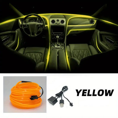 196.85inch Car Environment El Wire LED USB Flexible Neon Interior Lights Set RGB Lighting for Vehicle Decorative Accessories