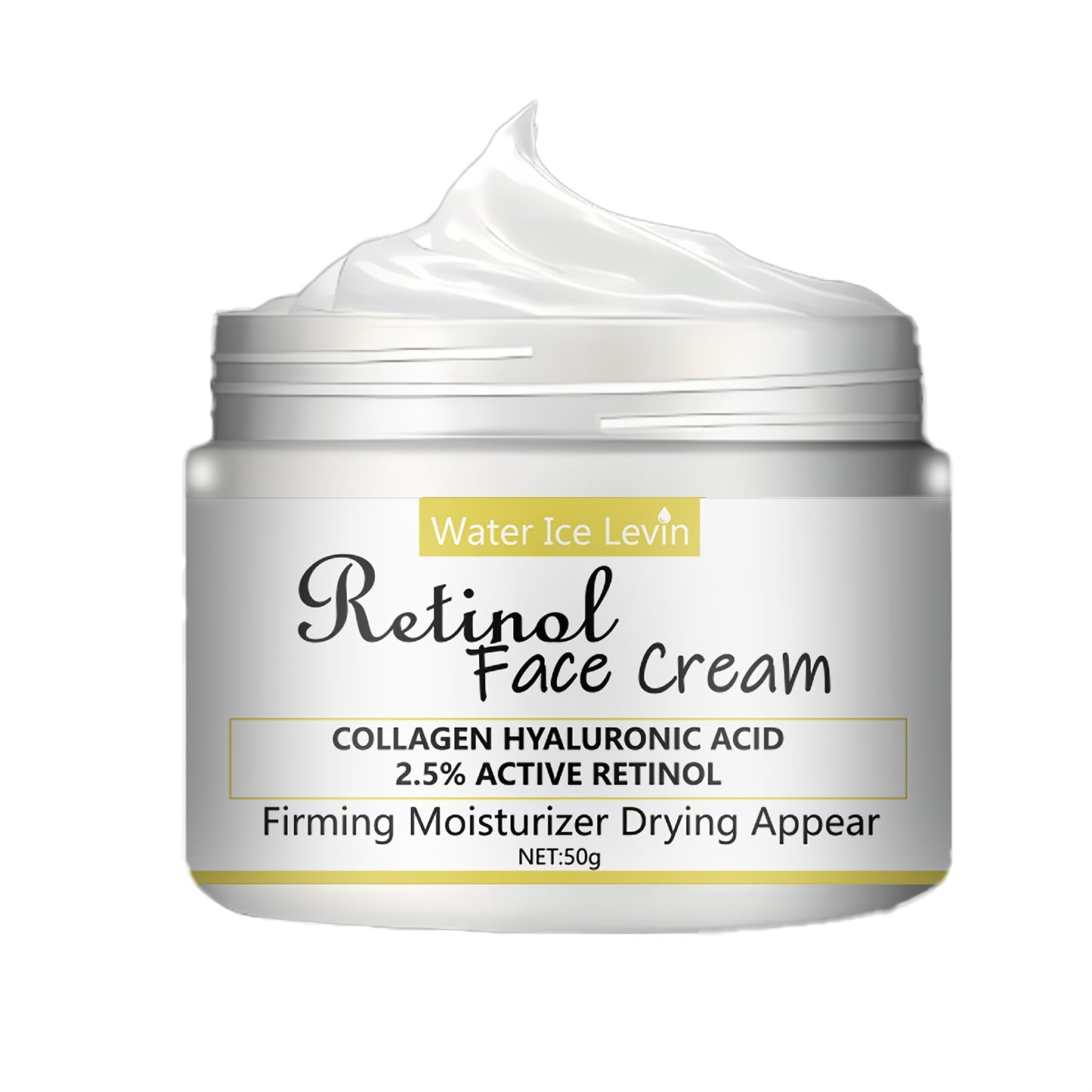 Retinol face cream with 2.5% active retinol, hyaluronic acid and collagen - moisturizing cream for men and women, can tighten and smooth skin - alcohol free, suitable for all skin types, 50g/1.76oz