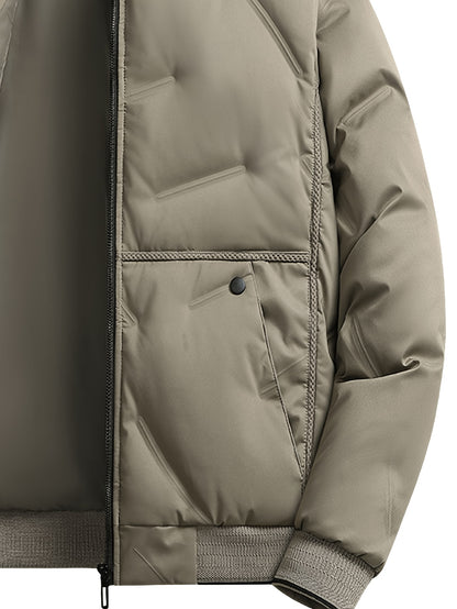 Men'S Heavyweight Thermal Jacket - Winter Coat with Full-Zip Closure, Beige/Neutral Tones - Non-Stretch Fabric for Cold Weather - Formal & Everyday Outerwear - Easy-Care Zipper Front Closure, Winter Jacket, Cold Weather Appar