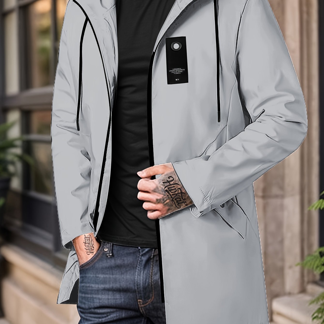 Men'S Casual Hooded Zip-Up Jacket - Solid Color, Lightweight & Breathable Polyester, Regular Fit with Chopping Sting, Perfect for Spring & Fall Daily Wear, Zipper Closure