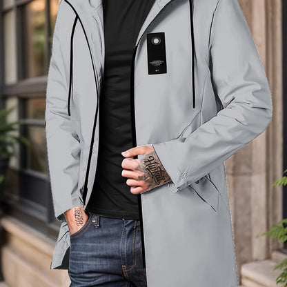 Men'S Casual Hooded Zip-Up Jacket - Solid Color, Lightweight & Breathable Polyester, Regular Fit with Chopping Sting, Perfect for Spring & Fall Daily Wear, Zipper Closure