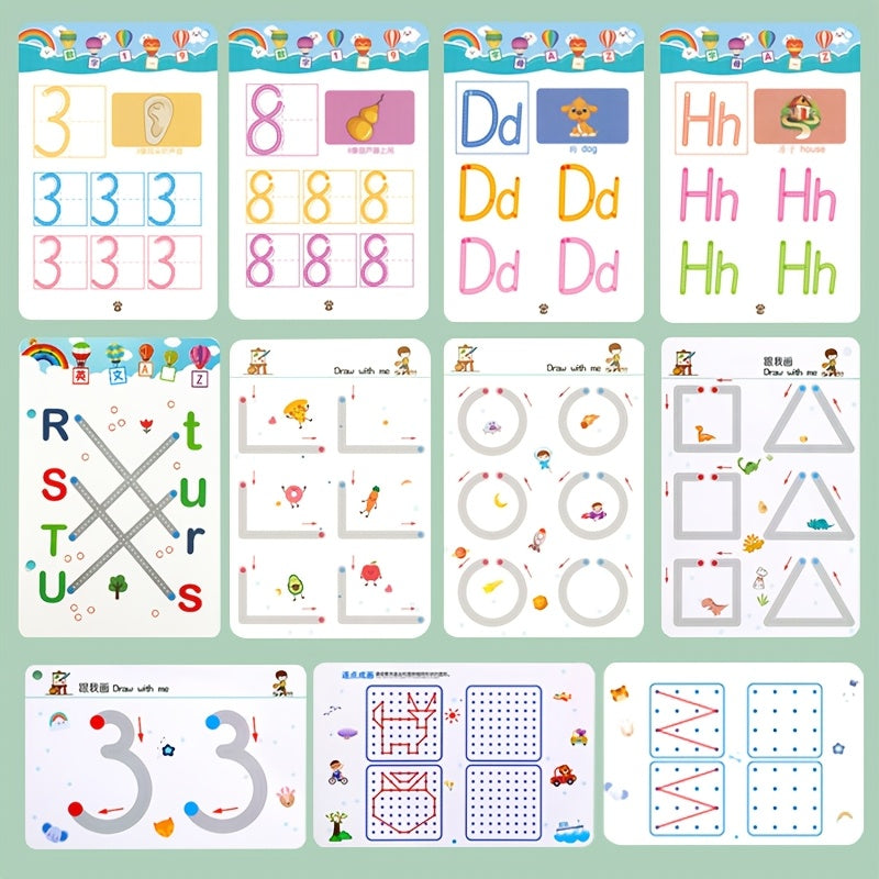 122 Pages Reusable Magic Practice Copybook Set,Whole Brain development Training,Pen Control Training and Drawing Education Workbook,Learning Writing Skills,Classroom Education