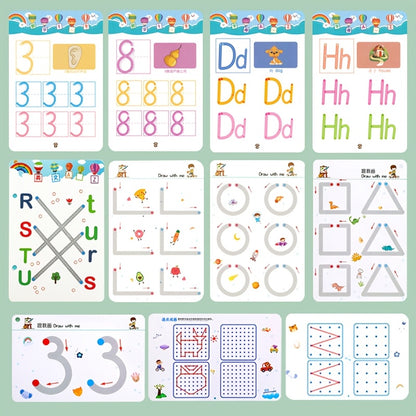 122 Pages Reusable Magic Practice Copybook Set,Whole Brain development Training,Pen Control Training and Drawing Education Workbook,Learning Writing Skills,Classroom Education