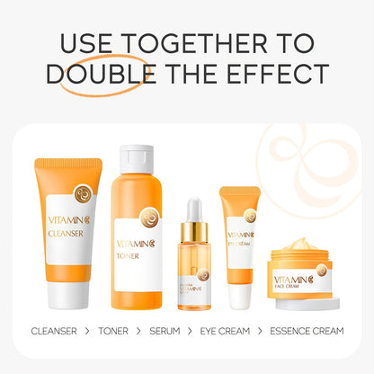 Vitamin C Skincare Gift Set, Hydrating Skincare Set for Teenage Girls, Vitamin C Skin Care Set - Cleanser, Toner, Face Serum, Eye Cream, Face Cream, Travel Size Face Skin Care Kit, Birthday Valentine's Day Mother's Day Gifts