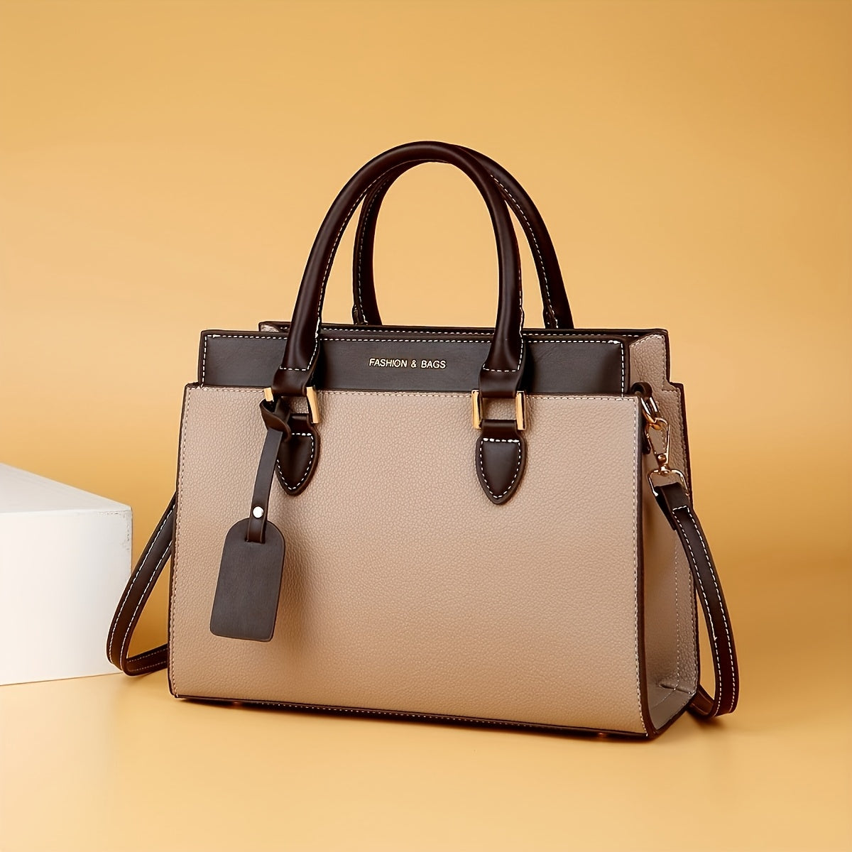 LABOONOO Women's Tote Bag - Sleek Minimalist Design with Adjustable Shoulder Strap & Zipper Closure, Spacious Handbag for Work, Travel, Everyday Use (Khaki/White/Blue/Black), Khaki Purse, Durable Polyester Lining