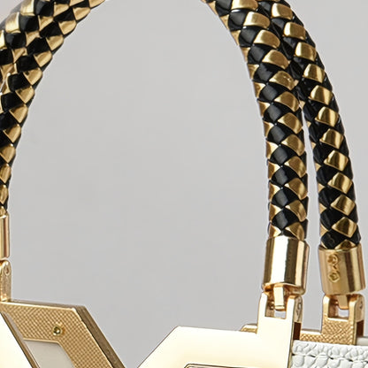 Elegant Crocodile Pattern Handbag for Women - Versatile Large Capacity Shoulder & Handbag, Glossy White Finish with Golden Accents, Perfect for Work, Date Night, Or Casual Outings, Commuter Handbag | Vneck Tote | Zipper Closu