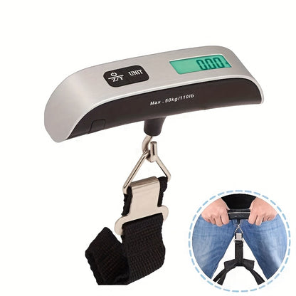 Compact 110lb/50kg Digital Luggage Scale with Backlight, Handheld Electronic Portable Weighing Device with Room Temperature Display, Battery Included, Ideal for Travel and Office Use, Travel Accessory | Sleek Design | Durable