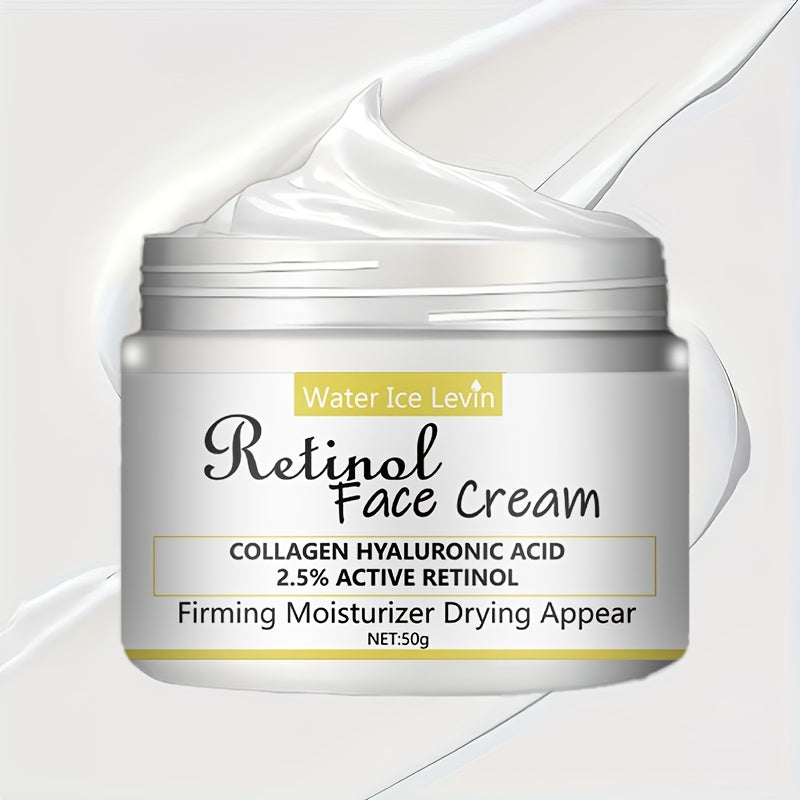 Retinol face cream with 2.5% active retinol, hyaluronic acid and collagen - moisturizing cream for men and women, can tighten and smooth skin - alcohol free, suitable for all skin types, 50g/1.76oz