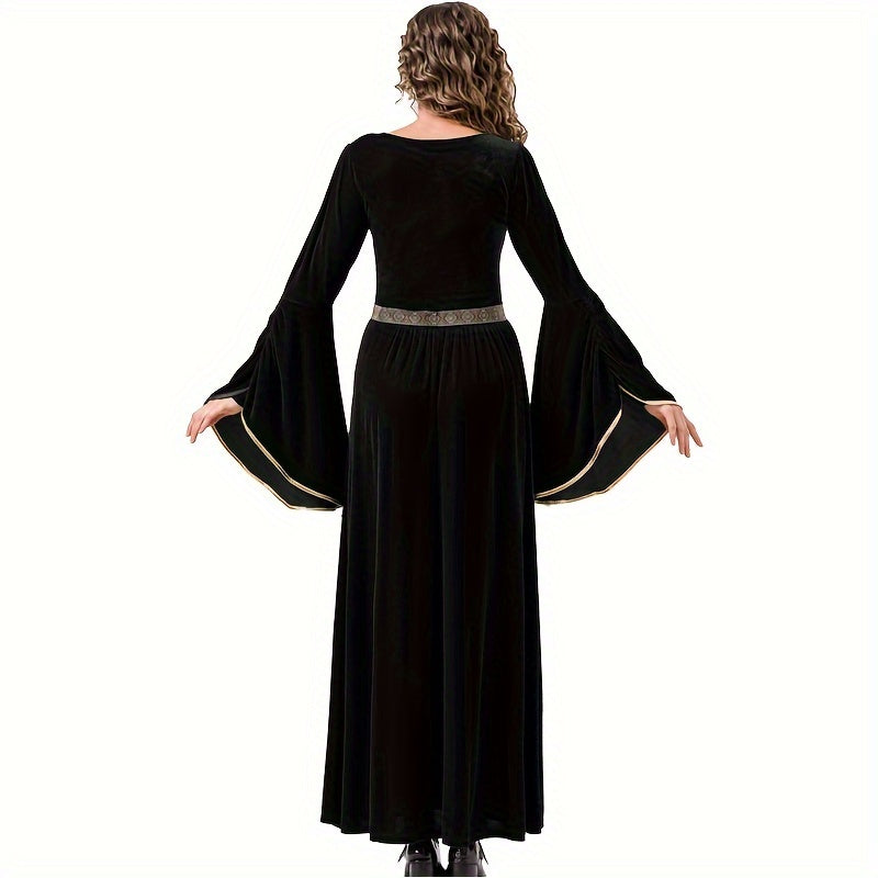 0821 Dress-up Set Two-piece: Dress + Belt Halloween Adult Female Cosplay Medieval Palace Long Dress Witch Queen Dress Festival Costume