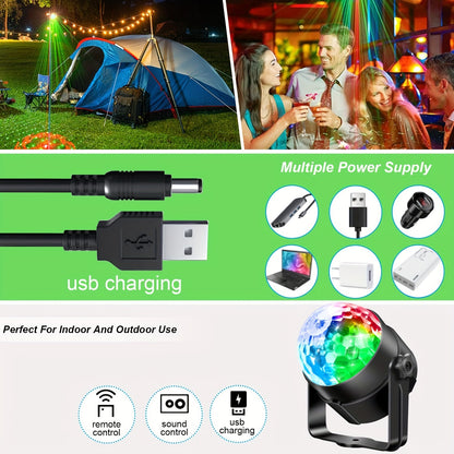 Disco Ball Party Lights Sound Activated Strobe Light With 5 Ft USB Cable, LED Dj Stage Lighting That Sync With Music, Indoor Room Birthday Rave Outdoor Dance Show Bar Karaoke Christmas Gift Eid Al-Adha Mubarak
