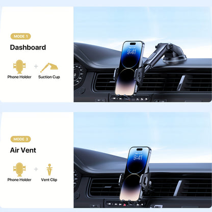 Miracase Universal Phone Holder For Car, Reliable Suction Hands-Free Car Phone Holder Mount, Automobile Cell Phone Holder Car For Dashboard Vent Fit For All Smartphones