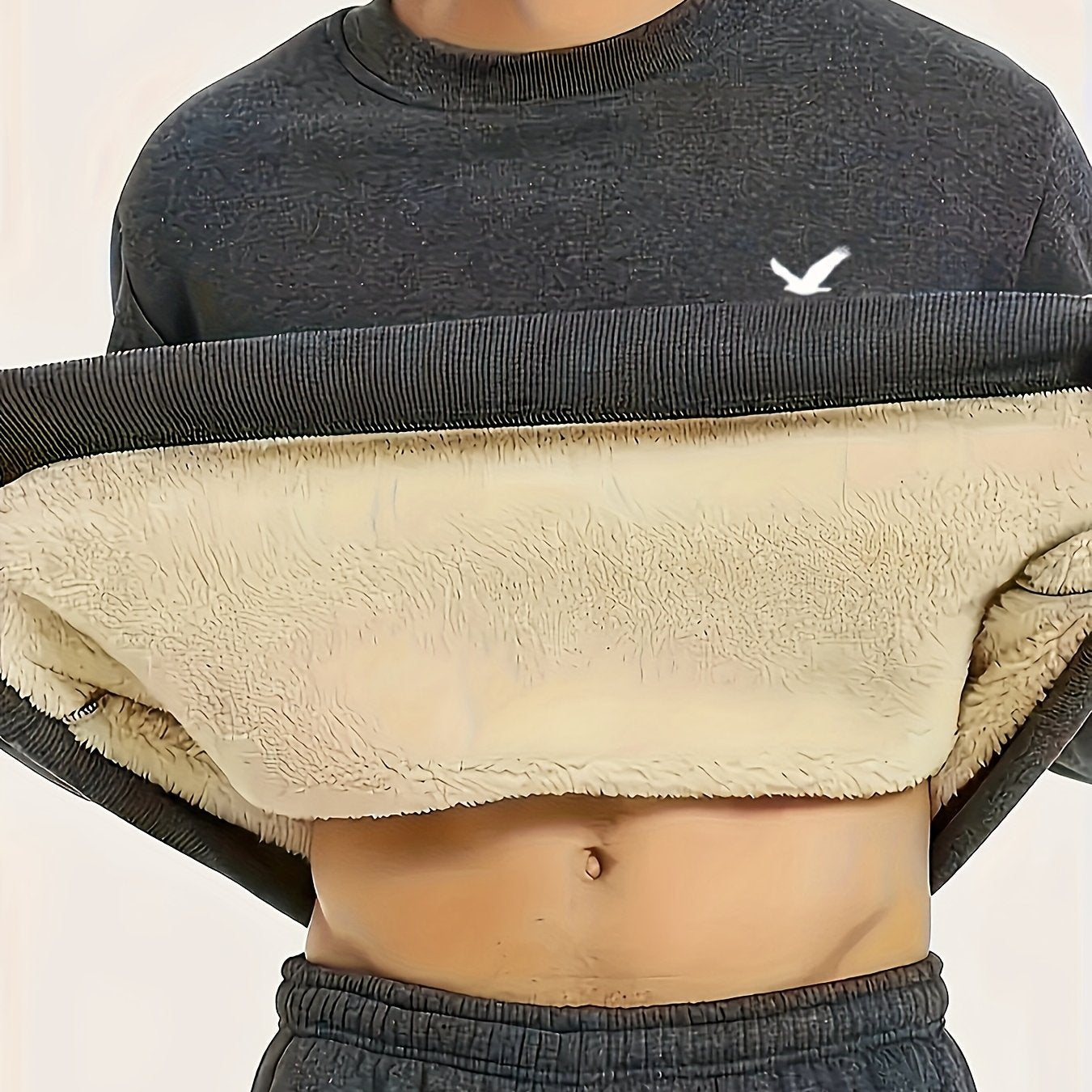Men's Thermal Insulated Sweatshirt - Heavyweight Layering Base Layer for Winter, Indoor/Outdoor Cold Weather Clothing - Machine Washable Round Neck Pullover, Winter Sweaters, Indoor Warmth, Simple Design, Comfortable Fit, Pul