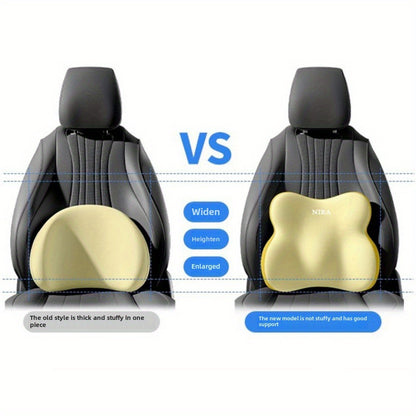 [Premium Car Support] Premium NIRA+ Car Headrest and Lumbar Support Set | Ergonomic Neck and Waist Protector, Synthetic Fiber Memory Foam Cushion Kit for Automobile Seat - Universal Fit