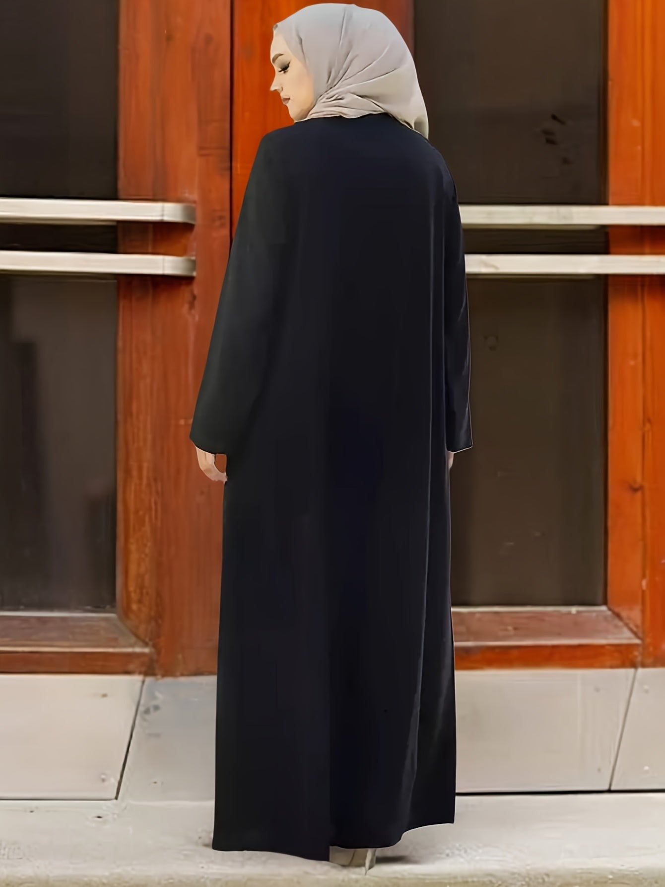 Women's Islamic Jilbab - Full-Zip Long Robe Dress, Elegant Arabic Abaya, Loose Fit Formal & Everyday Muslim Women Clothing (Black/Other Solids) - Machine Washable, Muslim Clothes, Modest Apparel, Sequined Texture, Prayer Dres