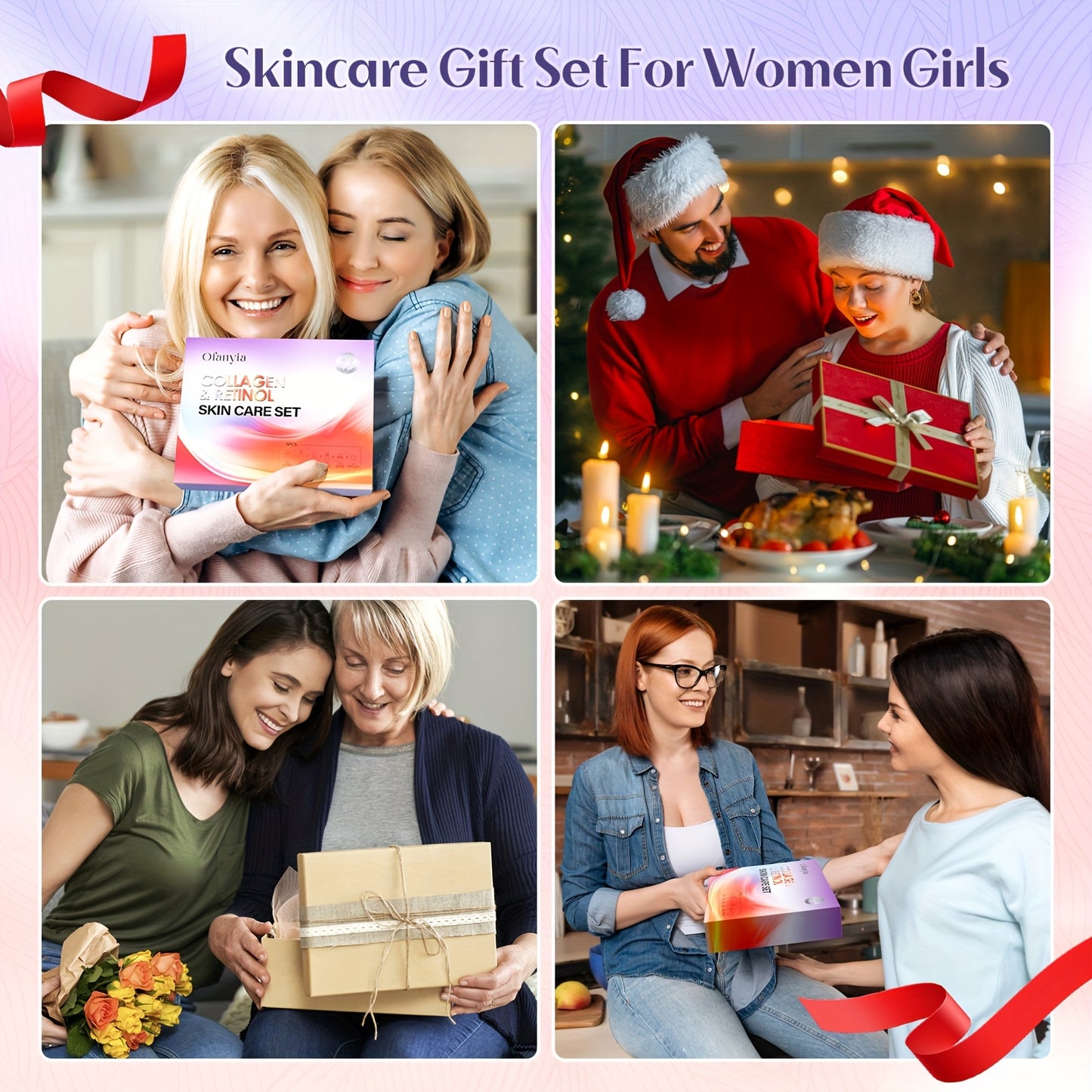 Women Wife Valentine'S Day Gift Ideas, Collagen Retinol Skin Care Set, 6pieces Skincare Gift Sets With Cleanser, Toner, Face Serum, Eye Cream, Face Cream And Lip Mask, Travel Size Skin Care Set
