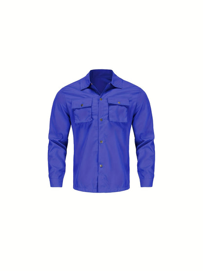 Men'S Stylish Casual Button-Up Shirt - Vibrant Blue, Long Sleeve, Casual Attire, Casual Wear | Vibrant Shirt | Casual Style Shirt