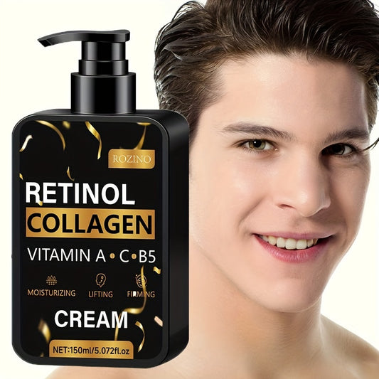 ROZINO Retinol Collagen Face Cream 5.07oz - Vitamin A, C, B5 Enriched, Hydrating & Firming Moisturizer for All Skin Types, Hypoallergenic, Reduces Fine Lines & Wrinkles, Reveals Youthful Radiance